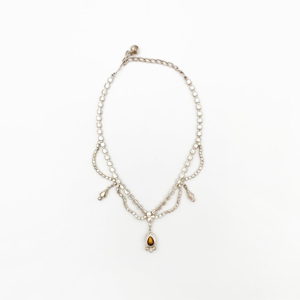 VINTAGE (Y2K) | Crystal & Rhinestone Teardrop Necklace + Earrings Set - Picture 4 of 15